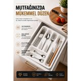 Fevito 6 Bölmeli Çekmece Içi Kaşıklık, Plastik Çatal Bıçak Organizeri, Mutfak Düzenleyici Beyaz S-11003
