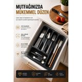 Fevito 6 Bölmeli Çekmece Içi Kaşıklık, Plastik Çatal Bıçak Organizeri, Mutfak Düzenleyici Gri S-11003
