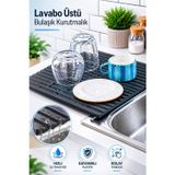 Fevito Plastik Pratik Lavabo Tezgah Üstü Bulaşık Kurutmalığı Siyah 33 x 40 S-10145