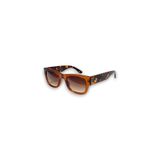 Fevron Kahverengi Çerçeve Leopar Desen Köşeli Kemik Unisex UV400 Vintage Retro Güneş Gözlüğü