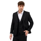 Fevual Erkek Siyah Slim Fit Kalın Düz Mono Yaka Çift Yırtmaçlı Astarlı Takim Elbise Siyah 52/6
