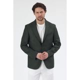 Fevual Erkek Yeşil Mono Yaka Diagonel Desenli Slim Fit Blazer Spor Ceket Lacivert 62