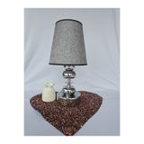 fey atelier Abajur, Pilli Abajur Krom Metal Ayaklı Kablosuz Masa Lambası Gri Kumaş Şapkalı Modern Dekoratif Gece Lambası Salon Yatak Odası Büyük Gri küre+krst+küre krom ayak