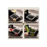 feys shop Mutfak Lavabo Kenarı Çay Atık Süzgeci 50 Adet Filtre Hediyeli-Katlanabilir Lavabo Yanı Çöp Filtresi