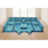 Feyza Decor Home Anadolu Desen Full Set Şark Köşesi Takımı – Otantik Köşe Minderi, Yer Minderi Seti, Kilim Desenli Bohem Oturma Grubu - Turkuaz