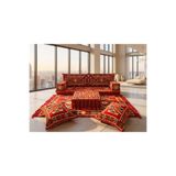 FEYZA DECOR HOME Anadolu Desen Şark Köşesi 9 Parça Minder Takımı – 10 cm Kalınlık | Otantik Yer Sofrası & Salon Dekor Seti
