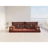 Feyza Decor Home Anadolu Desen Yer Minderi Koltuk – Otantik Şark Köşesi Sediri, Kilim Desenli Tekli Oturma Minderi, Bohem Dekor - Bordo