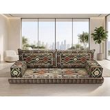 Feyza Decor Home Anadolu Desen Yer Minderi Koltuk – Otantik Şark Köşesi Sediri, Kilim Desenli Tekli Oturma Minderi, Bohem Dekor - Gri