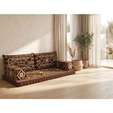 Feyza Decor Home Anadolu Desen Yer Minderi Koltuk – Otantik Şark Köşesi Sediri, Kilim Desenli Tekli Oturma Minderi, Bohem Dekor - Kahverengi