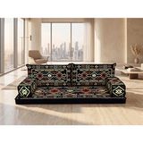 Feyza Decor Home Anadolu Desen Yer Minderi Koltuk – Otantik Şark Köşesi Sediri, Kilim Desenli Tekli Oturma Minderi, Bohem Dekor - Lacivert