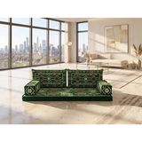 Feyza Decor Home Anadolu Desen Yer Minderi Koltuk – Otantik Şark Köşesi Sediri, Kilim Desenli Tekli Oturma Minderi, Bohem Dekor - Yeşil