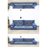 Feyza Decor Home Anadolu Desenli 5 Parça Şark Köşesi Minder Takımı - 10 cm - Mavi
