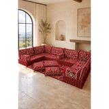Feyza Decor Home Anadolu Kırmızı Kilim Desenli 20 cm Yüksek Şark Köşesi Takımı