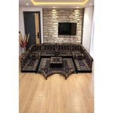 Feyza Decor Home Buhara Desenli 18 Parça Şark Köşesi Oturma ve Sedir Takımı