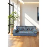 FEYZA DECOR HOME Mavi Anadolu Desenli 5 Parça Şark Köşesi Minder Takımı - 20 cm