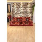 Feyza Decor Home Milas Desen Şark Köşesi Oturma Grubu – 2 Kolluklu Minder Takımı, Sünger Dahil - Kırmızı