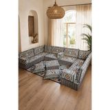 Feyza Decor Home Otantik Gri Kilim Desenli 20 cm Yüksek Şark Köşesi Takımı