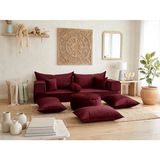 Feyza Decor Home Premium Kadife Modern Şark Köşesi 12 Parça – 20 cm Süngerli Modüler Yer Koltuğu Seti - Bordo