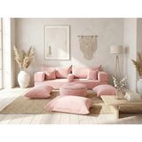 Feyza Decor Home Premium Kadife Modern Şark Köşesi 12 Parça – 20 cm Süngerli Modüler Yer Koltuğu Seti - Pembe