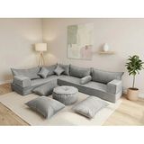 Feyza Decor Home Premium Kadife Modern Şark Köşesi 14 Parça – 20 cm Süngerli Modüler Yer Koltuğu Seti - Gri