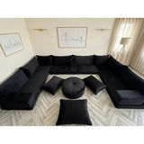 Feyza Decor Home Premium Kadife Modern Şark Köşesi 21 Parça – 20 cm Süngerli Modüler Yer Koltuğu Seti - Siyah