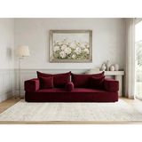 Feyza Decor Home Premium Kadife Modern Şark Köşesi 8 Parça – 20 cm Süngerli Modüler Yer Koltuğu Seti - Bordo
