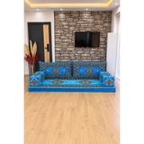 Feyza Decor Home Saraylı Desenli 5 Parça Şark Köşesi Minder Takımı – 10 cm - Turkuaz