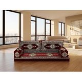 Feyza Decor Home Saraylı Desenli Modern Şark Köşesi Takımı - 10 cm Kalın Süngerli - Bordo