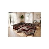 FEYZA DECOR HOME Saraylı Desenli Modern Yer Sofrası Ve Balkon Minder Takımı - 10 cm Kalın Süngerli Tam Set