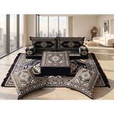 Feyza Decor Home Saraylı Serisi 9 Parça Şark Köşesi Takımı - 10 cm Kalın Süngerli Tam Set Yer Minderi - Lacivert