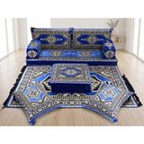 Feyza Decor Home Saraylı Serisi 9 Parça Şark Köşesi Takımı - 10 cm Kalın Süngerli Tam Set Yer Minderi - Mavi