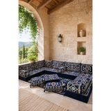 Feyza Decor Home Yahyalı Lacivert Kilim Desenli 20 cm Yüksek Şark Köşesi Takımı