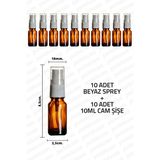 Feyza Design 10 Adet 10ML Amber Sprey Şişe, Kolonya ve Dezenfektan Için Mükemmel Set - Ahşap - Beyaz