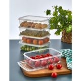 Feyza Design 10 Adet 1,35 Litre Et ve Sebze Saklama Kabı Buzdolabı Organizer - Ahşap - Beyaz - Seçenek 1