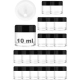 Feyza Design 10 ml Cam Kavanoz Seti, Siyah Kapaklı, Mini Krem ve Lip Balm Kabı (20 Adet) - Ahşap