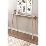 Feyza Design 102X12CM Doğal Ahşap Dresuar, Traverten Taşlı Antre Mobilyası - Ahşap - Ceviz