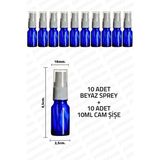 Feyza Design 10ML Mavi Beyaz Sprey Başlıklı Şişe 10 Adet, Kolonya ve Dezenfektan Şişesi - Ahşap - Beyaz