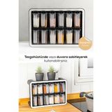 Feyza Design 12 Gözlü Baharatlık Seti, Standlı, Kendinden Yapışkanlı, Kapaklı, Pratik Kullanım - Seçenek 1