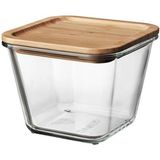 Feyza Design 1,2 Lt Cam Saklama Kabı, Bambu Kapaklı, Vakumlu, Kare, 15X15X12 cm - Altın - Seçenek 1