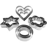 Feyza Design 12 Parça Metal Kurabiye Kalıbı Seti, Pratik ve Dayanıklı Mutfak Aracı - Cappuccino