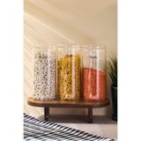 Feyza Design 1200 ml 3'lü Borosilikat Cam Kavanoz Seti, 10X20 Cm, Şık ve Dayanıklı - Ahşap