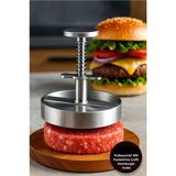 Feyza Design 12CM Profesyonel Çelik Hamburger ve Köfte Şekillendirici Pres - Cappuccino