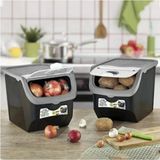 Feyza Design 12L Patates ve Soğan Saklama Kutusu Çiftli Gri, Pratik ve Şık Depolama - Seçenek 1
