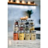 Feyza Design 12’li 250ML Cam Baharatlık Seti, Metal Kapaklı, Vakumlu Saklama Kabı - Seçenek 1