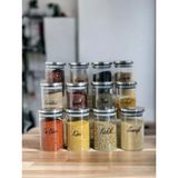Feyza Design 12'li 250ML Metal Kapaklı Borosilikat Cam Baharatlık Saklama Seti - Seçenek 1