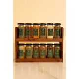 Feyza Design 12'li Ahşap Standlı Baharatlık Seti, 240 Ml, Folyo Etiket Hediye - Seçenek 1