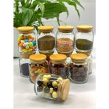 Feyza Design 12'li Bambu Kapaklı Cam Baharatlık Kavanoz Seti, Şık ve Kullanışlıdır - Seçenek 1