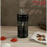 Feyza Design 12’li Cam Baharatlık Seti, Döner Stantlı Yuvarlak Tuzluk ve Karabiberlik - Seçenek 1