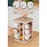 Feyza Design 12'li Cam Baharatlık Seti, Kapaklı ve Etiketli, Standlı, 105 ml - Seçenek 1