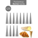 Feyza Design 12'li Korne Kalıbı, Tatlı ve Pasta Süsleme Için 12 Cm, Çok Amaçlı Aparat - Cappuccino